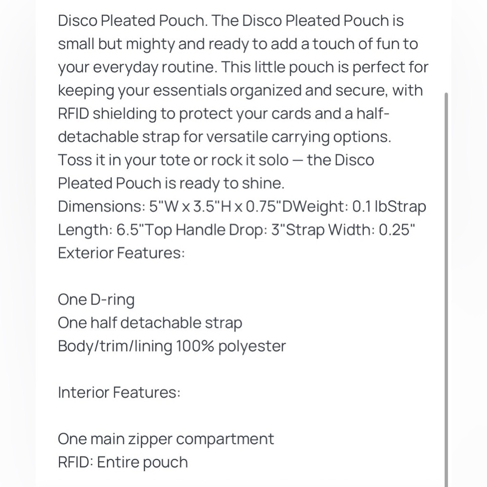 Lug Disco Pleated Pouch NWT - Picture 10 of 10